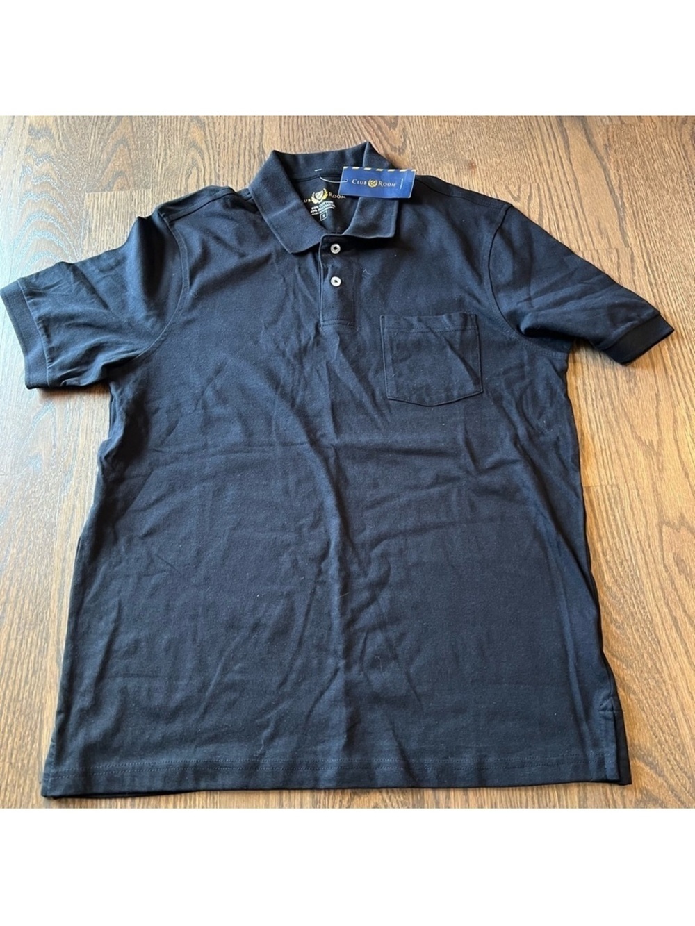 NWT Mens Club Room classic short sleeve black pocket polo shirt size smalll
